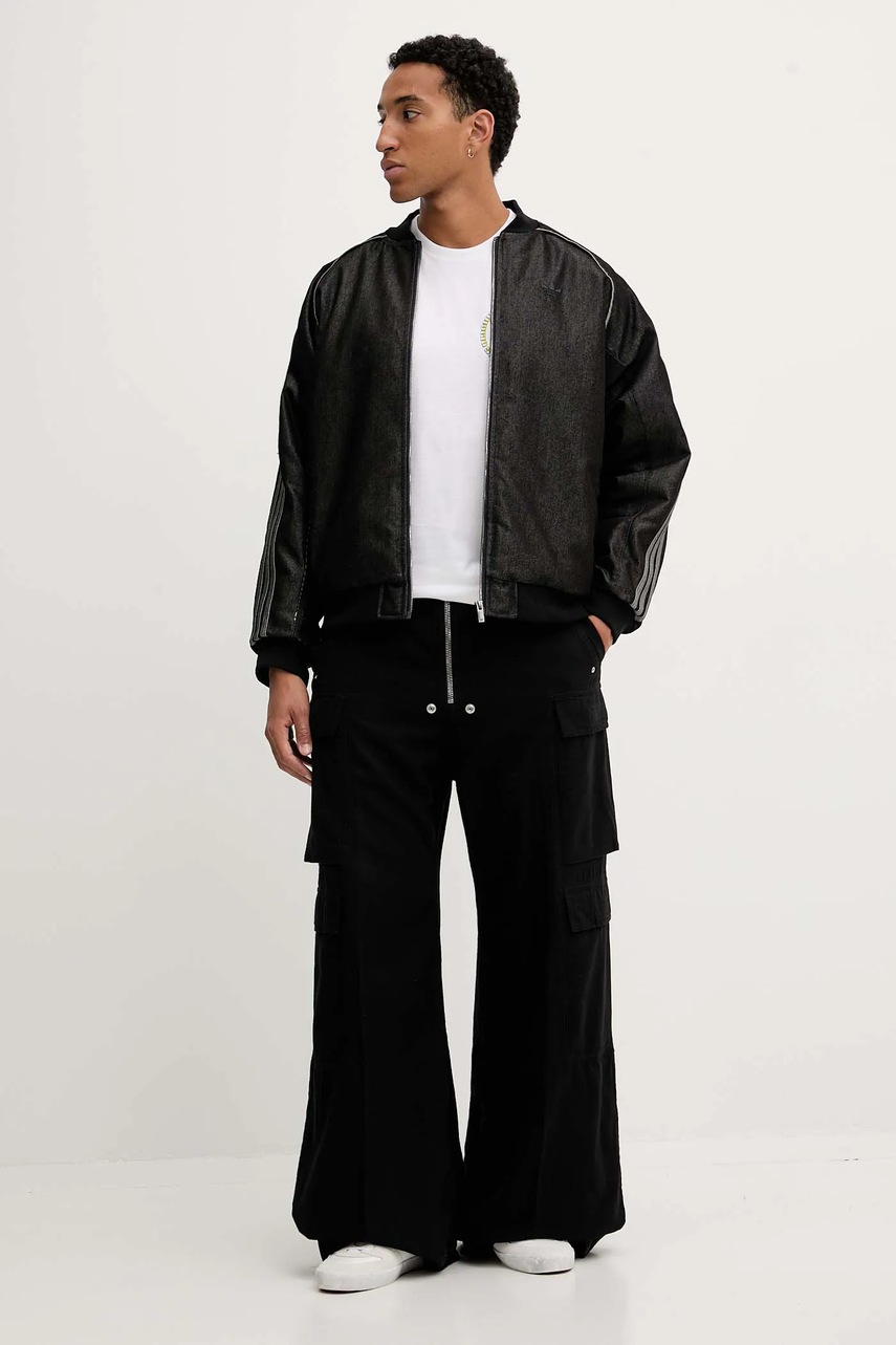 Джинсовая куртка-бомбер adidas Originals Denim Jkt цвет чёрный зимняя oversize JY2796