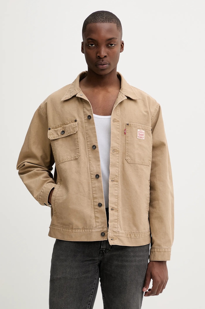 Levi\'s jachetă de bumbac culoarea bej, de tranziție, oversize, A4820