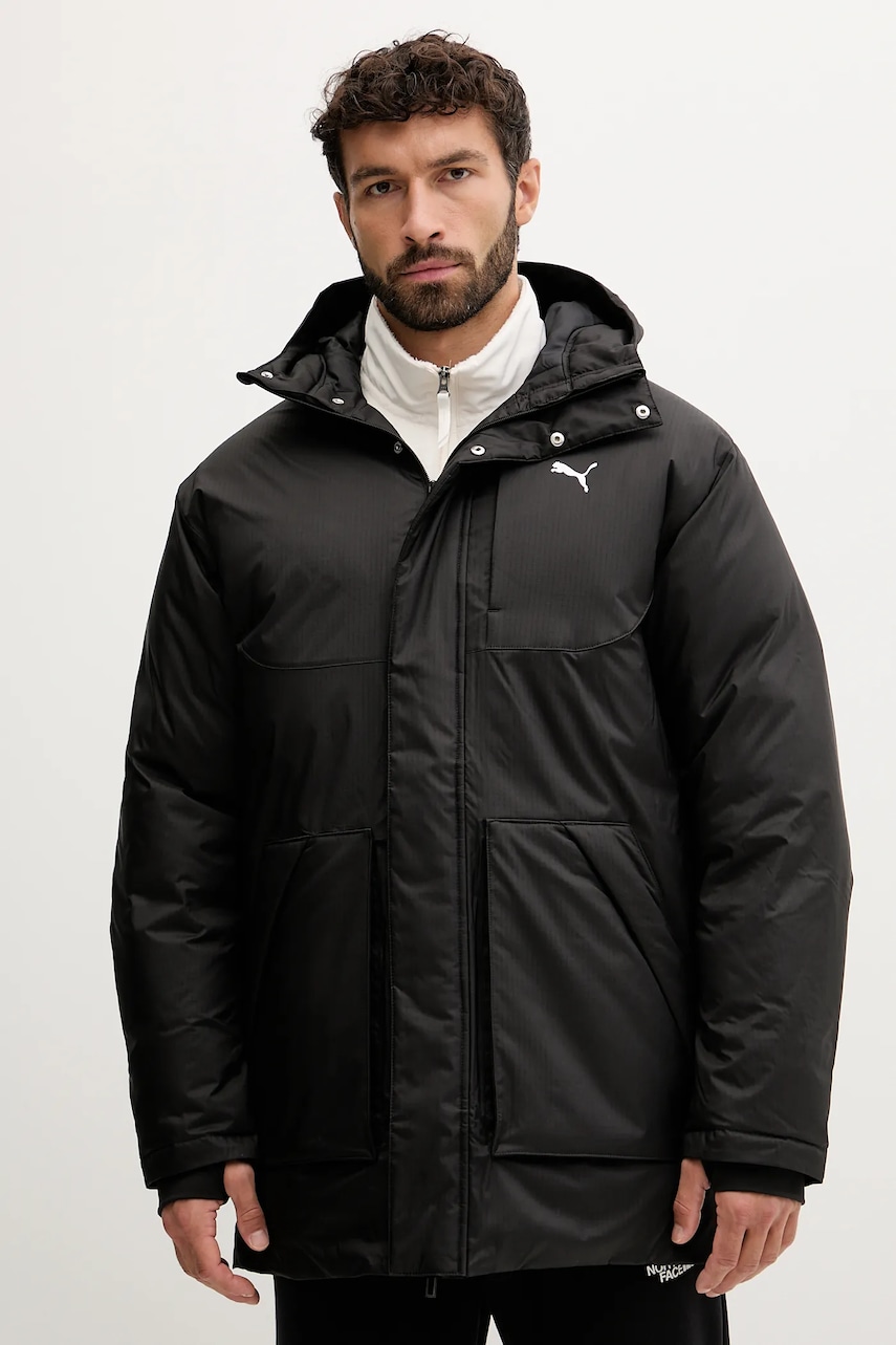 Levně Péřová bunda Puma černá barva, zimní, 688380