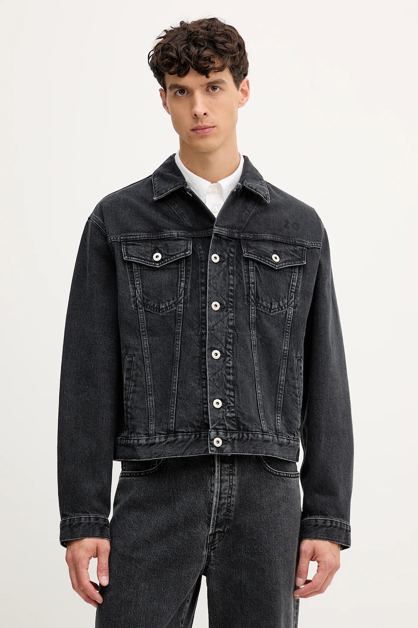 Kenzo geacă jeans culoarea negru, de tranziție, FF65DV3026C4