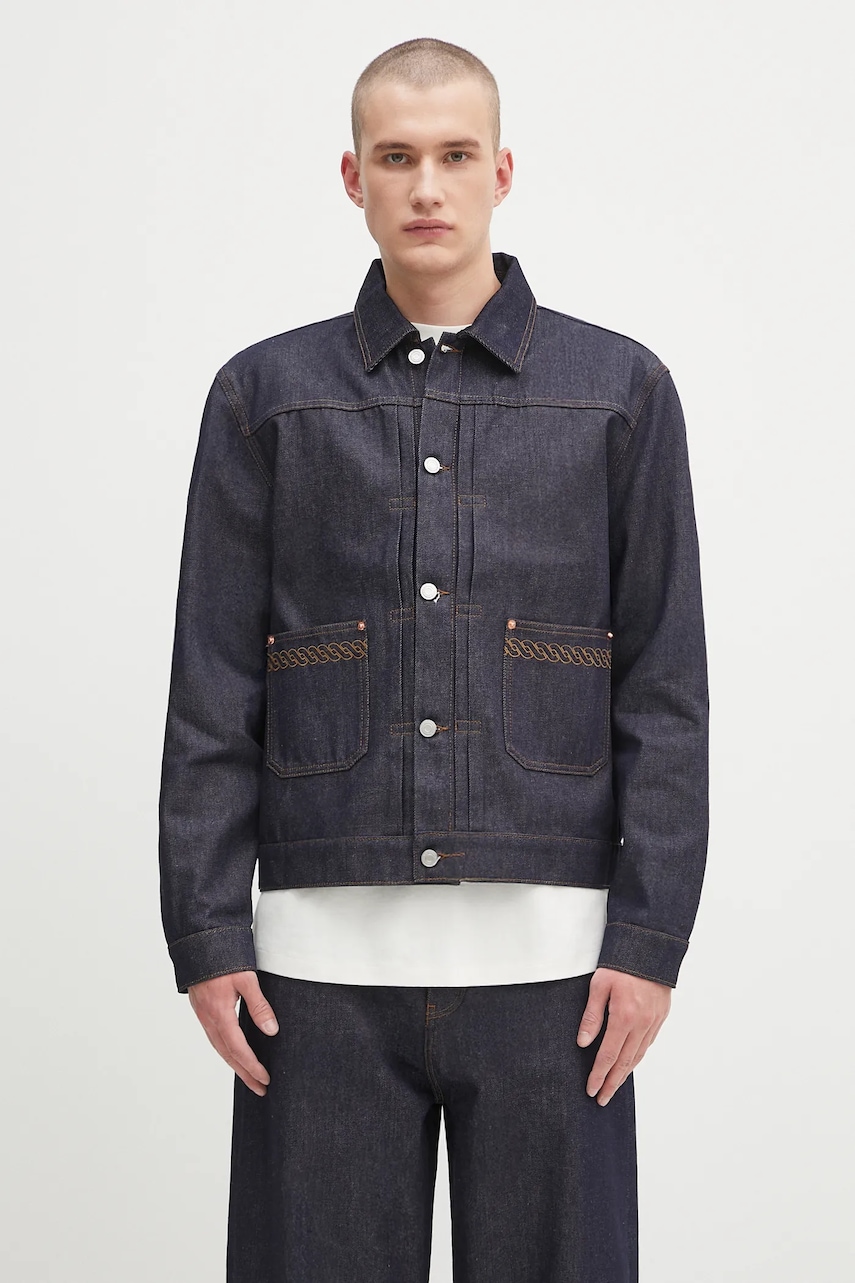 Drôle de Monsieur geacă jeans La Veste Denim Brut culoarea bleumarin, de tranziție, H.JT172.CO211