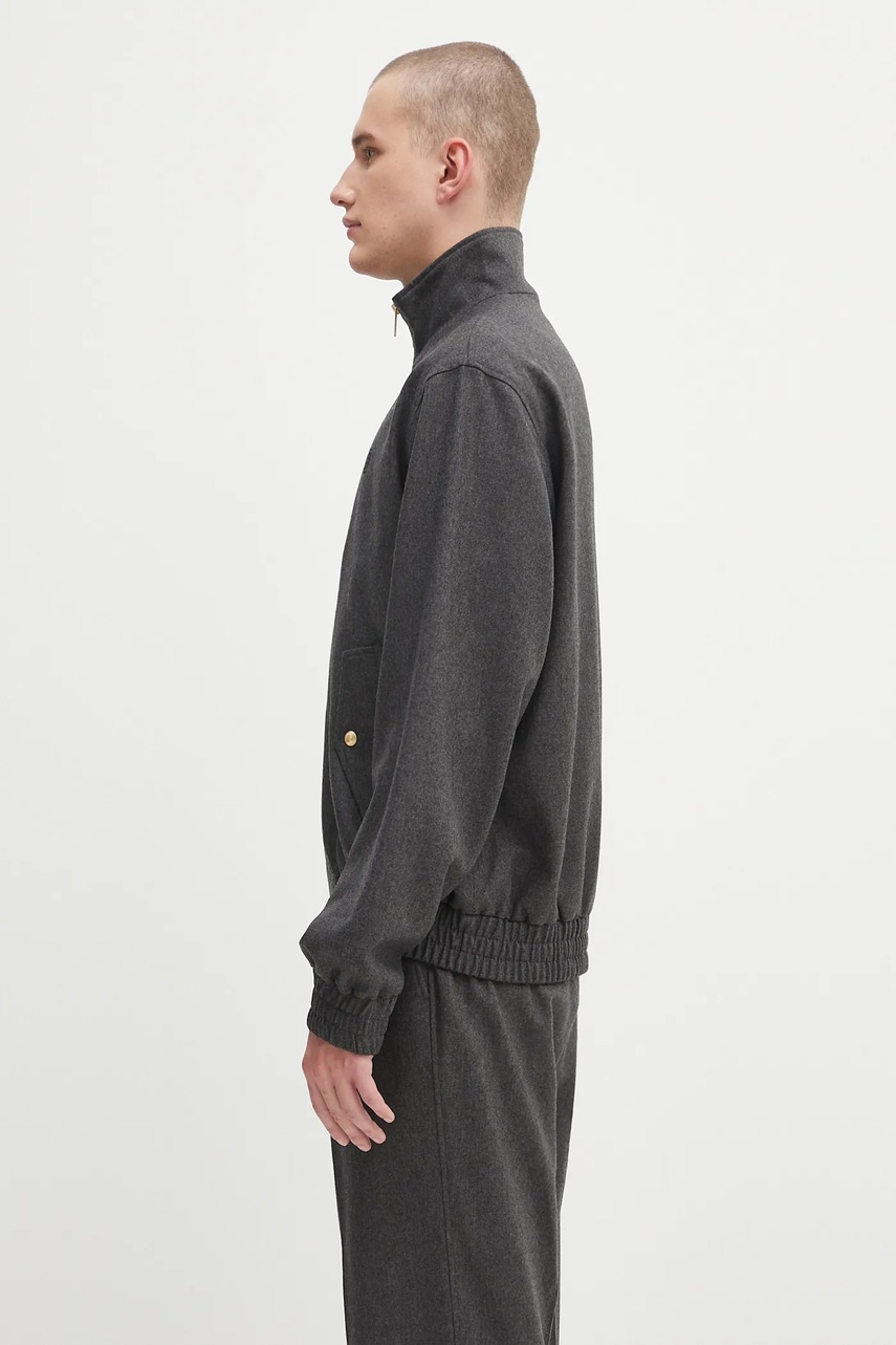 Шерстяная куртка-бомбер Drôle de Monsieur La Trackjacket Flanelle цвет серый переходная H.JT234.WV008