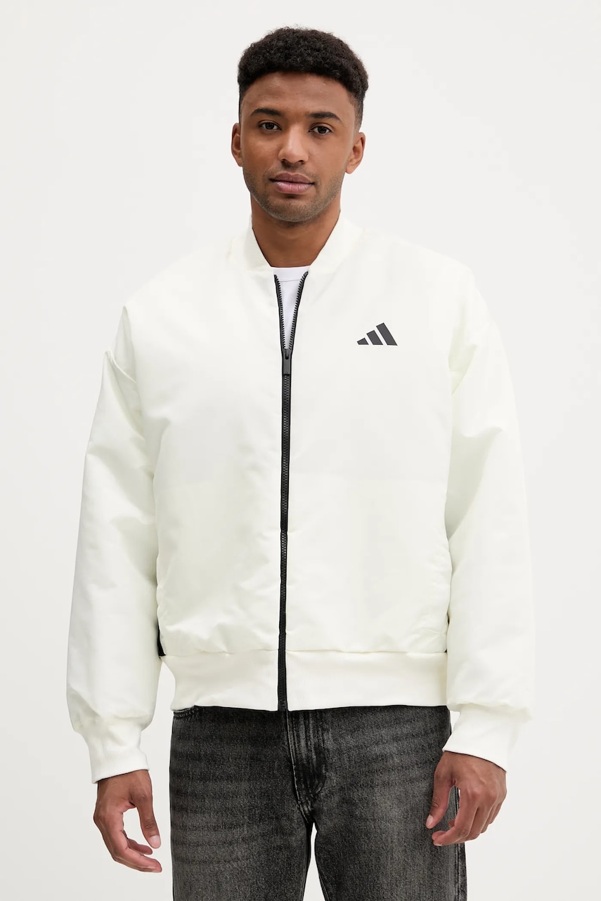 adidas geacă bomber Stadium culoarea bej, de tranzitie, JX5638