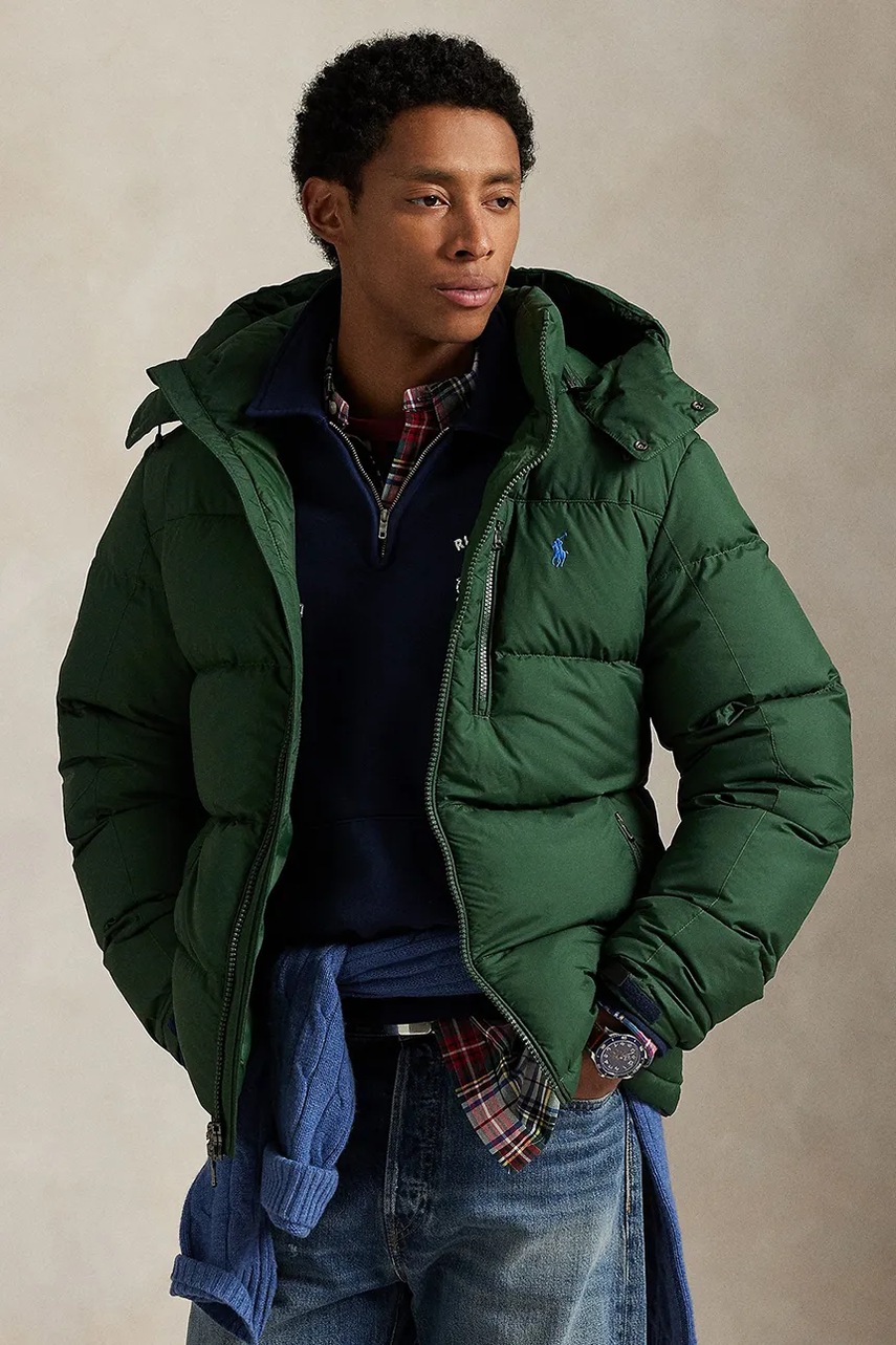 Levně Péřová bunda Polo Ralph Lauren zelená barva, zimní, 710968278