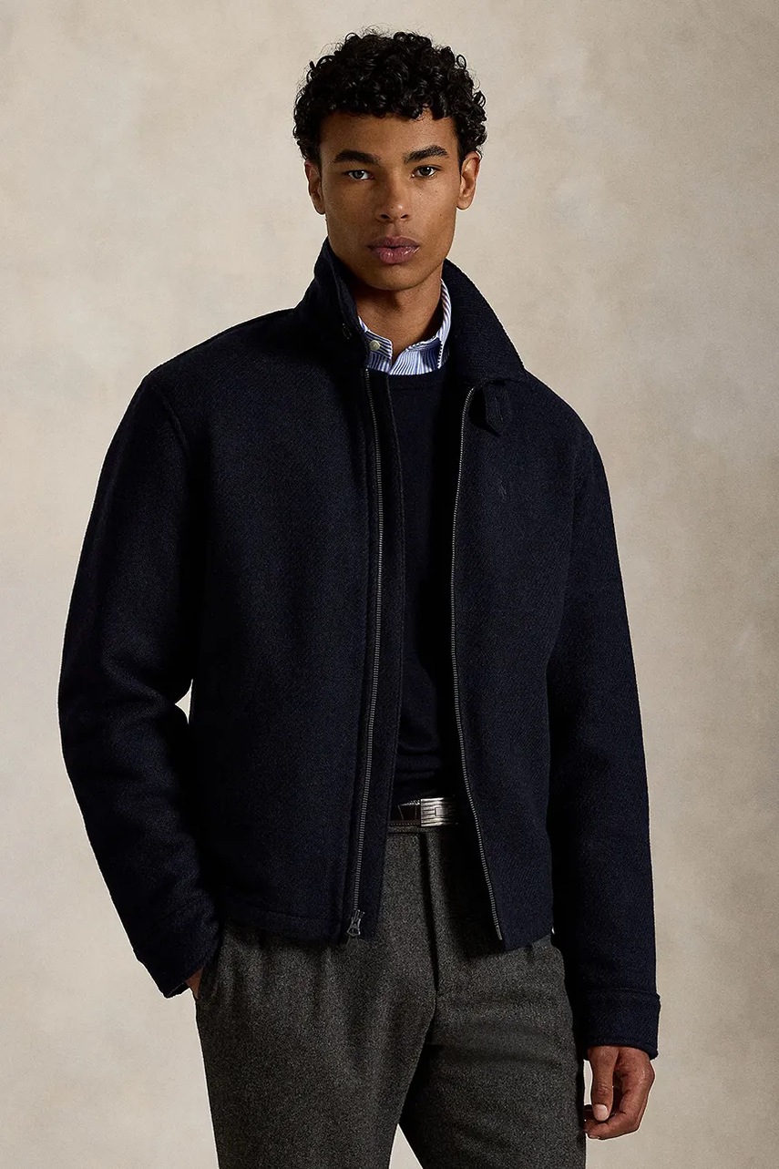 Levně Vlněná bunda Polo Ralph Lauren tmavomodrá barva, přechodná, 710969654
