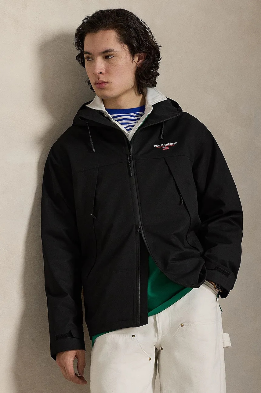 Levně Bunda Polo Ralph Lauren černá barva, přechodná, oversize, 710P00794