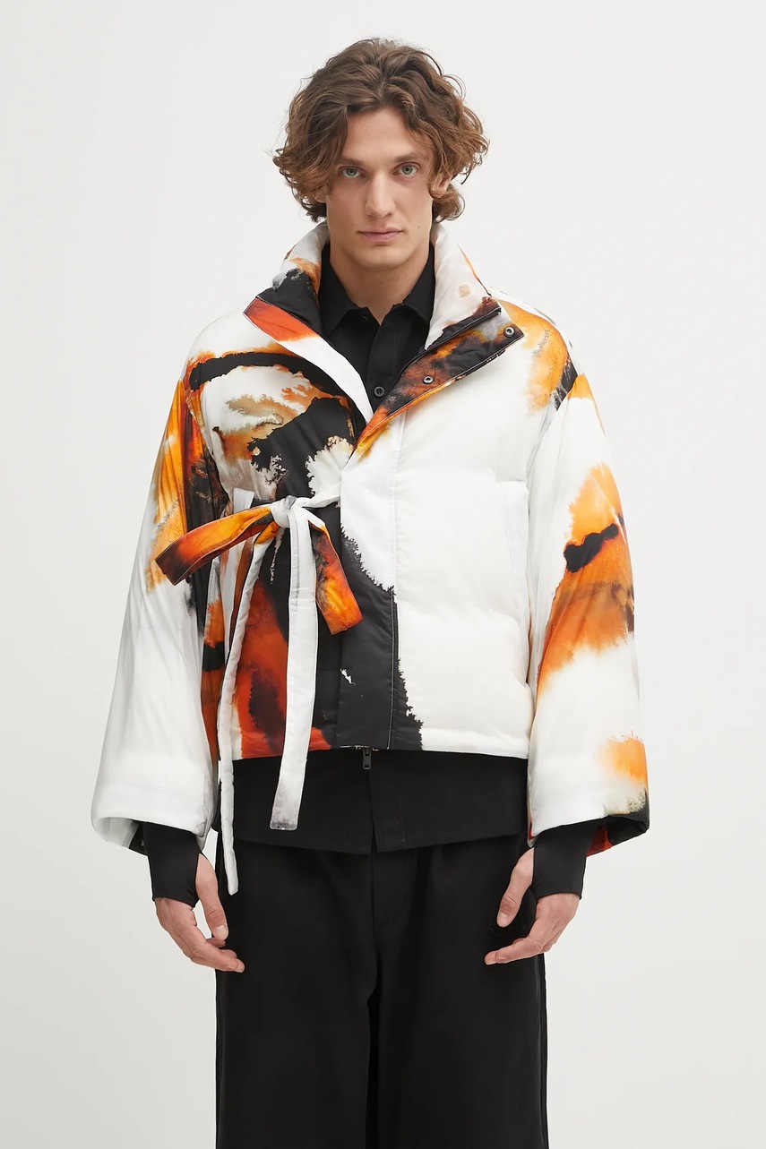 Péřová bunda Y-3 Aop Puff bílá barva, zimní, oversize, KA2367