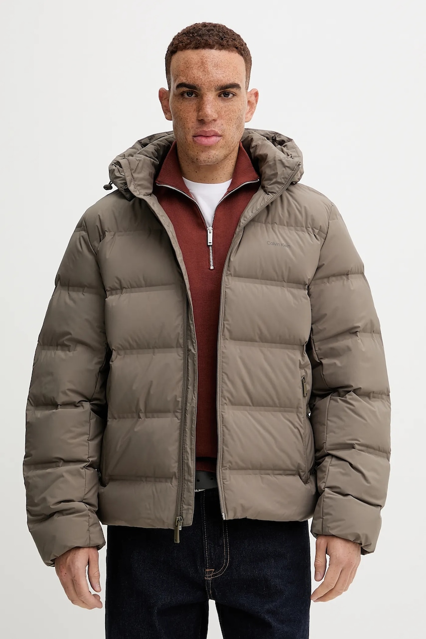 Levně Péřová bunda Calvin Klein zelená barva, zimní, LV04LD517G