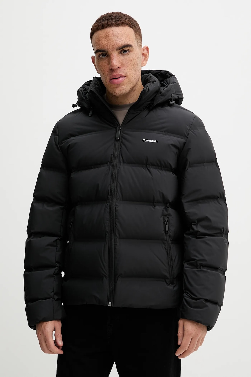 Péřová bunda Calvin Klein černá barva, zimní, LV04LD517G