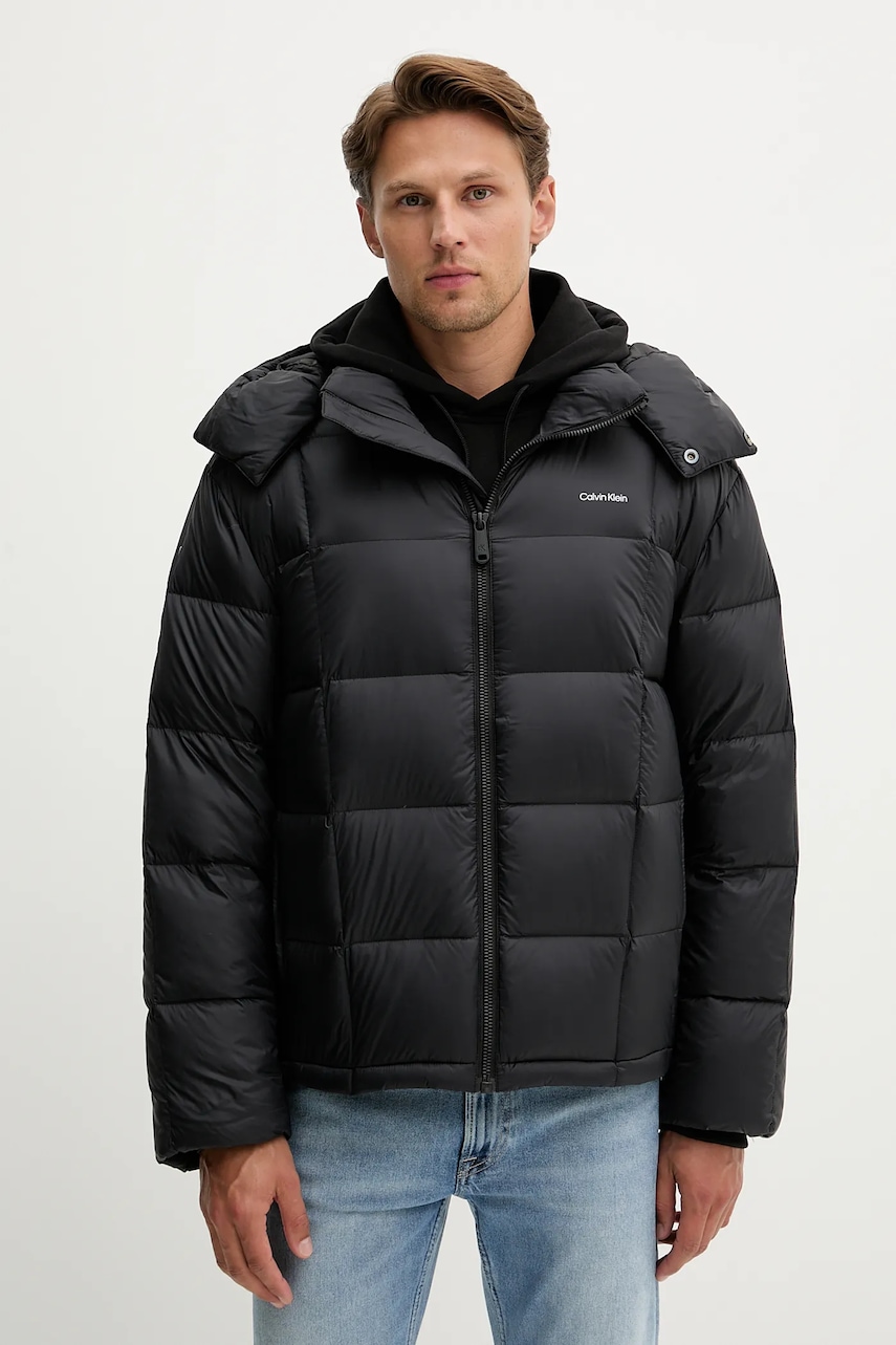 Péřová bunda Calvin Klein černá barva, zimní, LV04RD508G