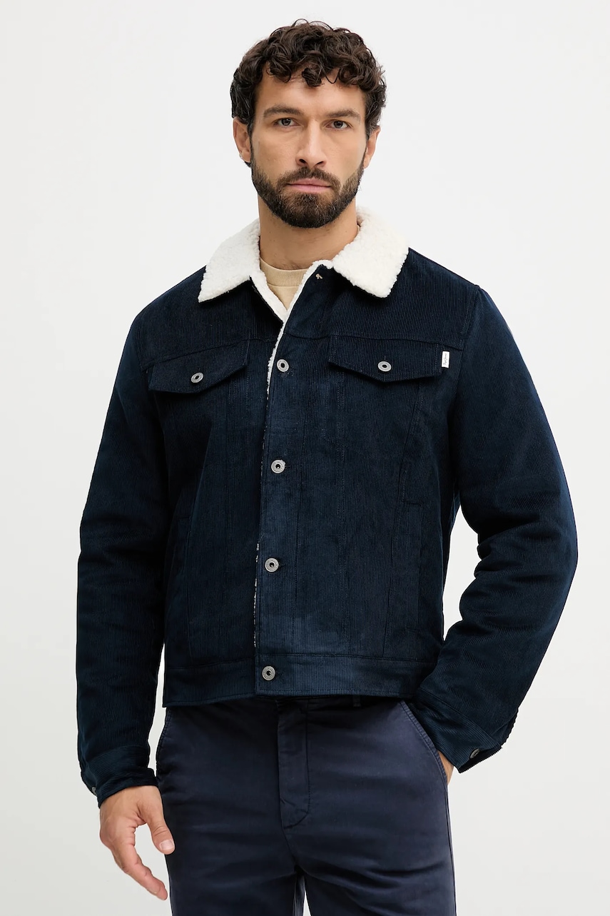 Pepe Jeans geacă din velur culoarea bleumarin, de tranzitie, PM4027185