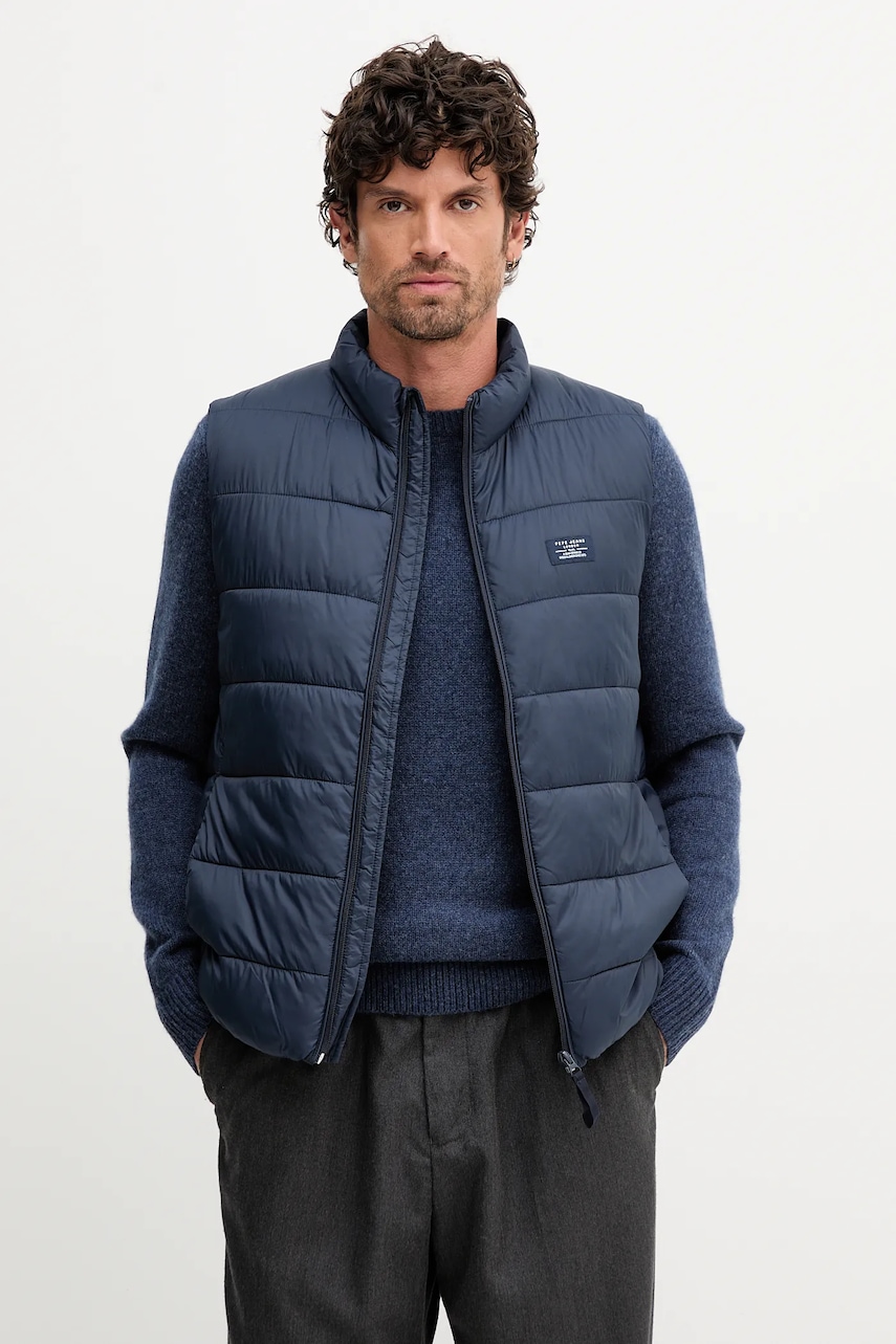 Pepe Jeans vestă culoarea bleumarin, de tranziție, PM4027189