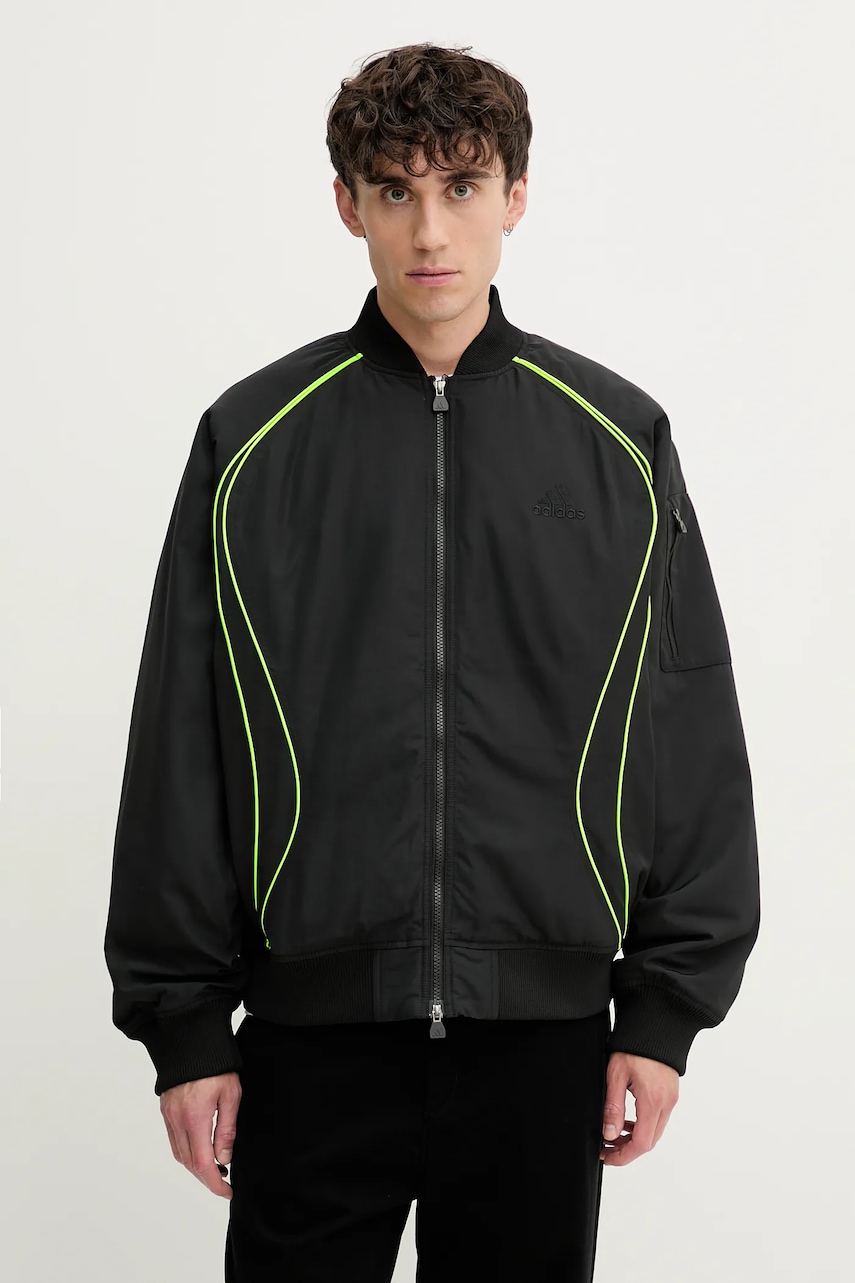 adidas Originals geacă bomber Teamgeist culoarea negru, de tranziție, oversize, JX4082