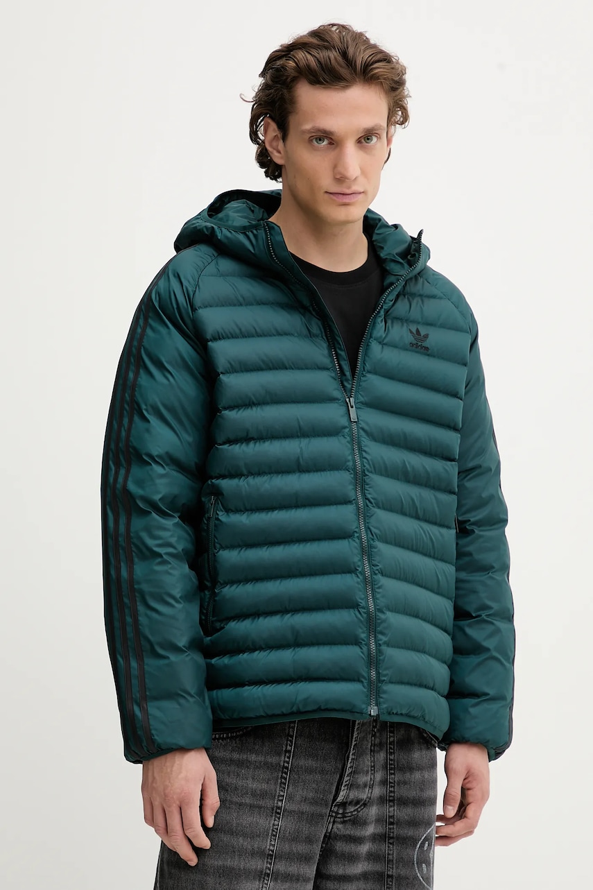 adidas Originals geacă Pad Hooded culoarea verde, JX4116