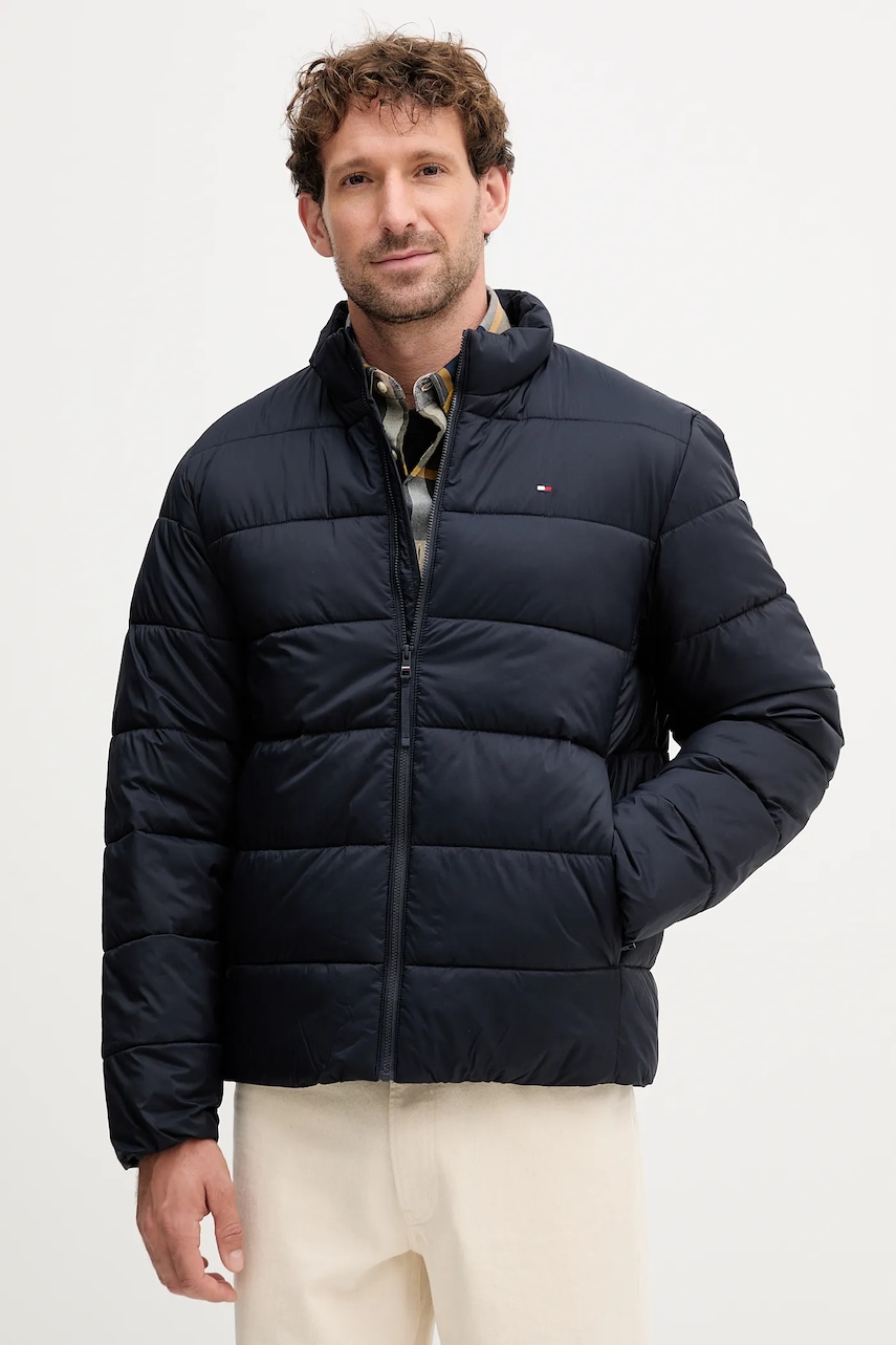 Levně Bunda Tommy Hilfiger tmavomodrá barva, přechodná, MW0MW41982
