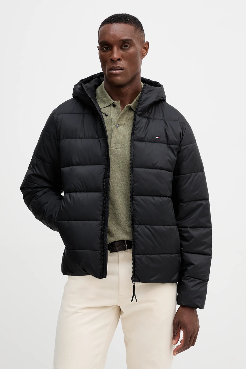 Levně Bunda Tommy Hilfiger černá barva, přechodná, MW0MW41983