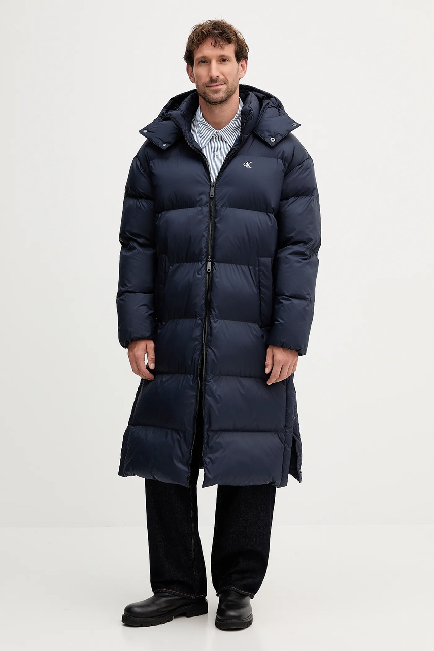 Bunda Calvin Klein Jeans tmavomodrá barva, zimní, LV04RD518G