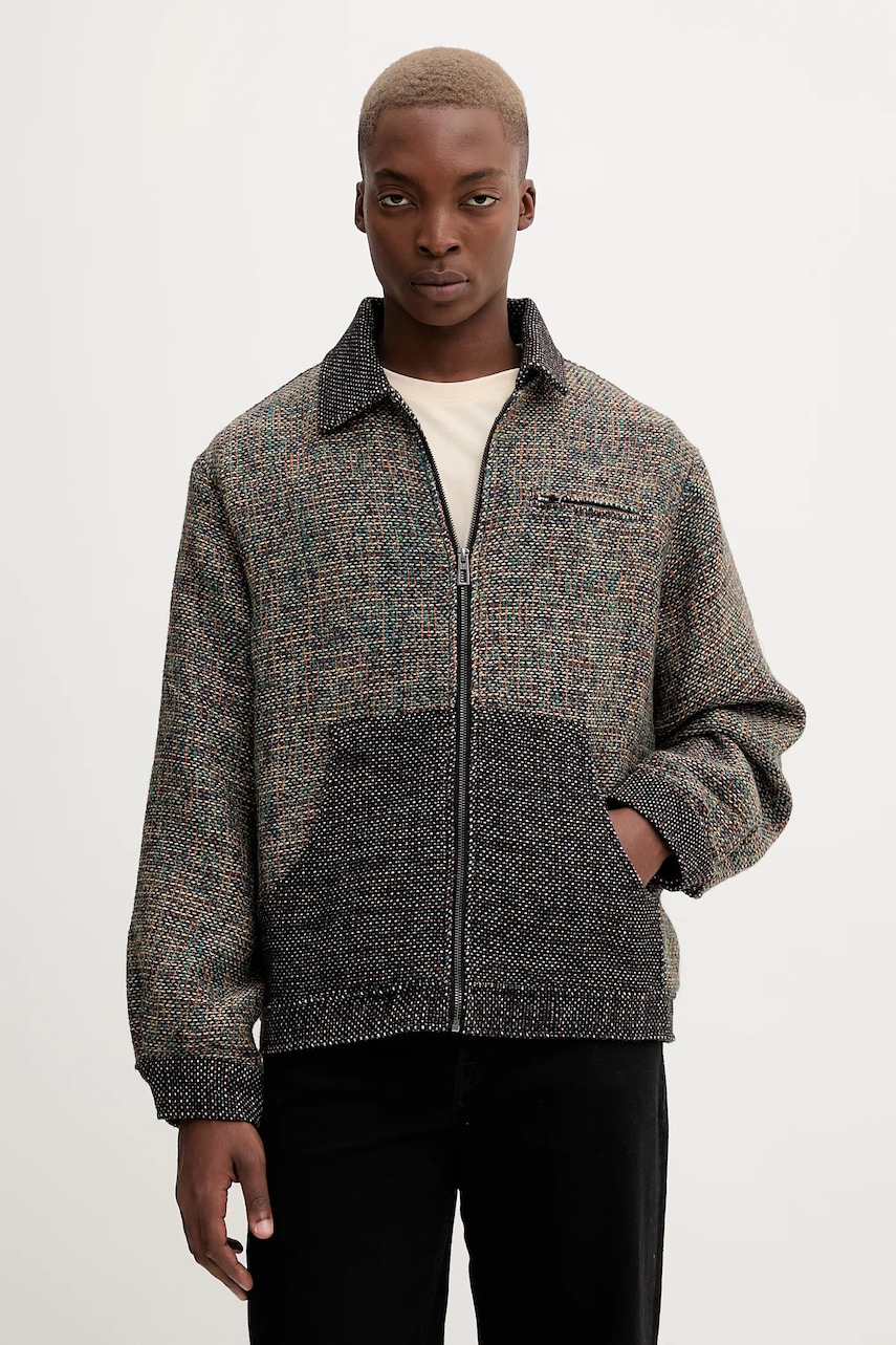 Desigual jachetă din amestec de lână RUSTIC FABRIC culoarea negru, de tranziție, 25WMEW11