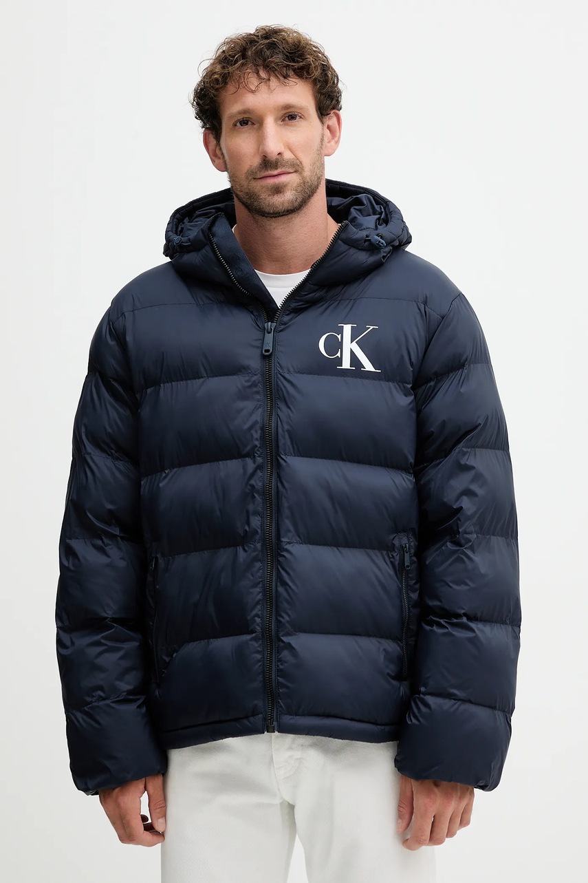 Levně Bunda Calvin Klein Jeans tmavomodrá barva, zimní, LV04RD528G