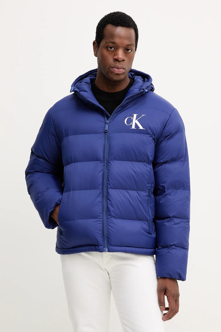 Levně Bunda Calvin Klein Jeans modrá barva, zimní, LV04RD528G