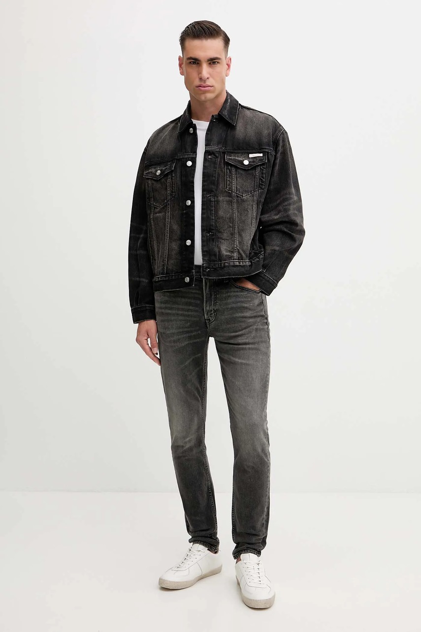 Джинсовая куртка Calvin Klein Jeans цвет чёрный демисезонная oversize LV04RD707G Джинсовая куртка Calvin Klein Jeans цвет чёрный демисезонная oversize LV04RD707G
