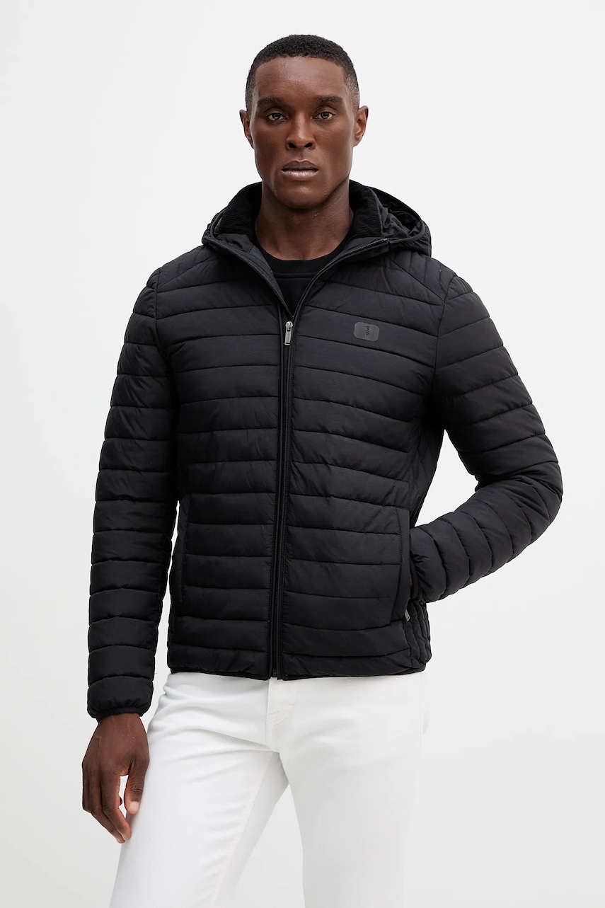 Trussardi geacă culoarea negru, de tranziție, F004M000009N