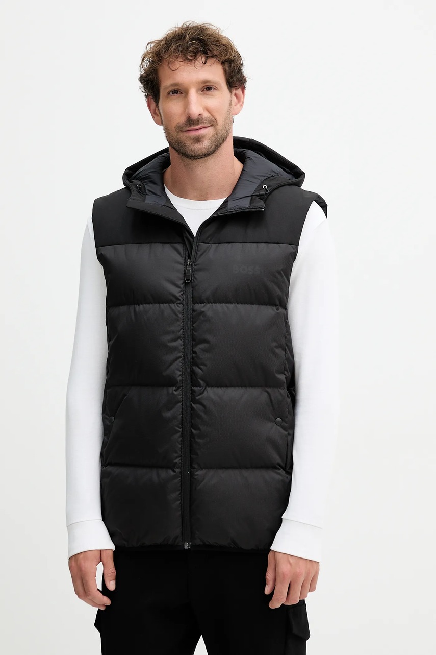 BOSS Green vestă de puf culoarea negru, de iarnă, 50548711