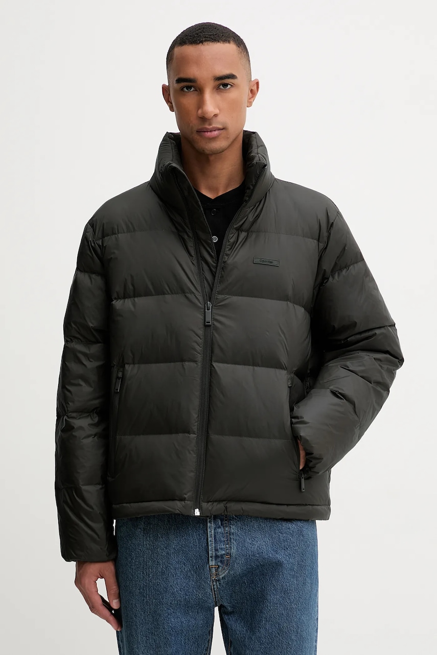 Péřová bunda Calvin Klein hnědá barva, zimní, LV04LD529G