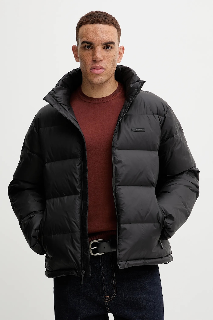 Péřová bunda Calvin Klein černá barva, zimní, LV04LD529G