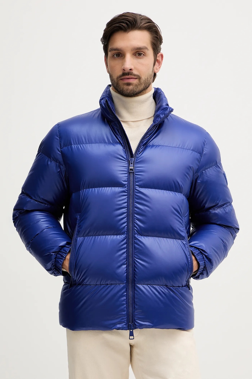 Péřová bunda Tommy Hilfiger modrá barva, zimní, MW0MW40617