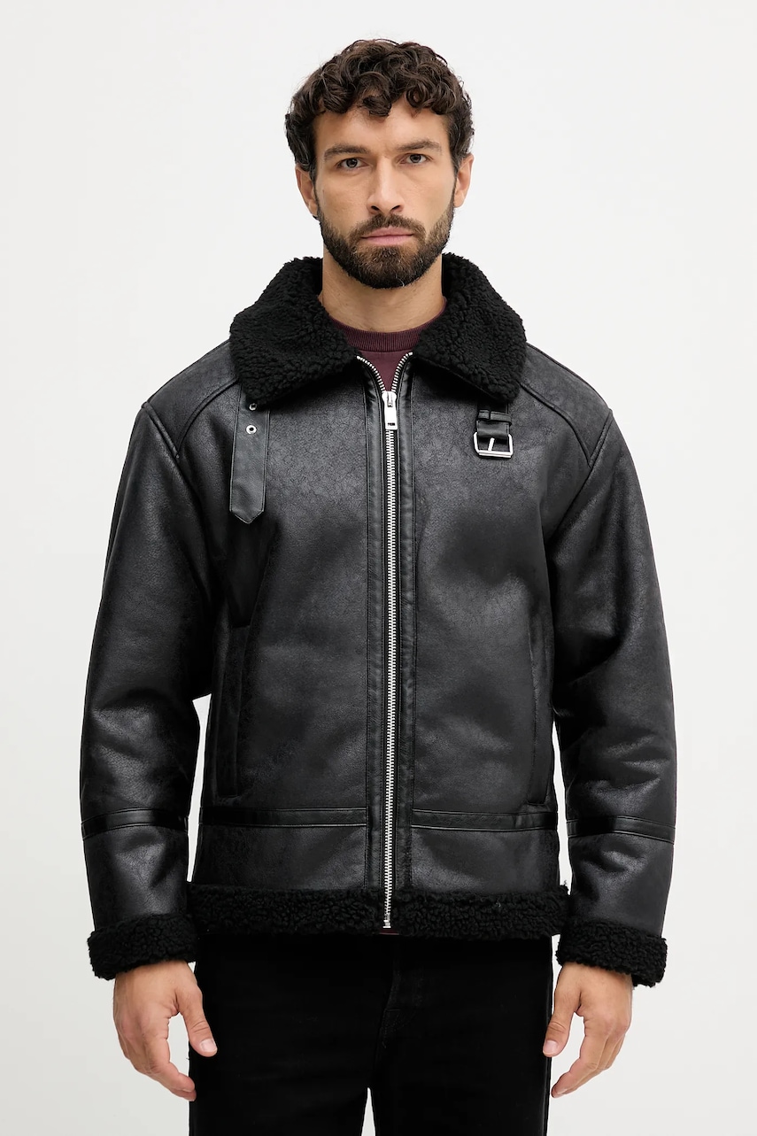 Lindbergh geacă culoarea negru, de tranziție, oversize, 30-301124