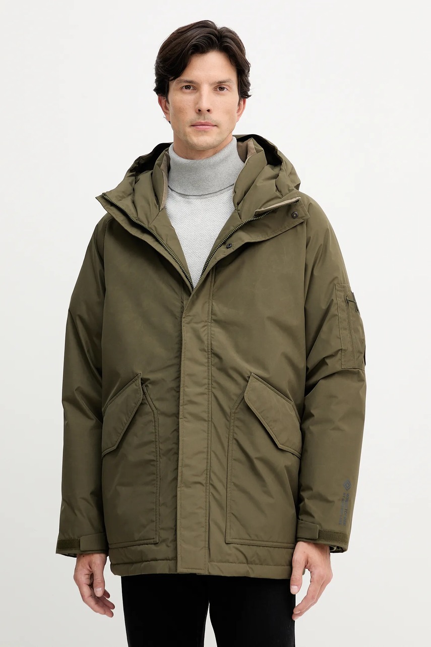 Levně Péřová bunda Tommy Hilfiger zelená barva, zimní, MW0MW40627
