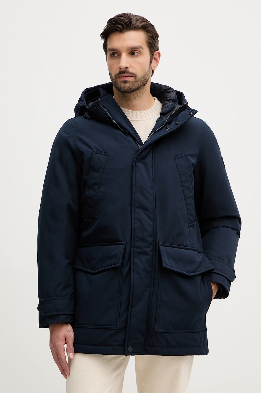 Levně Péřová bunda Tommy Hilfiger tmavomodrá barva, zimní, MW0MW40632