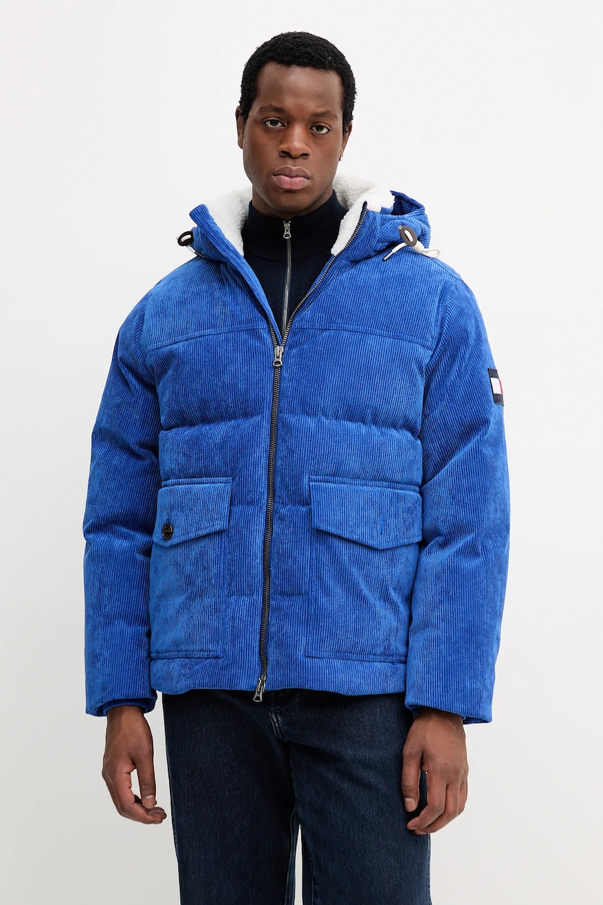 Péřová bunda Tommy Hilfiger modrá barva, zimní, MW0MW41361