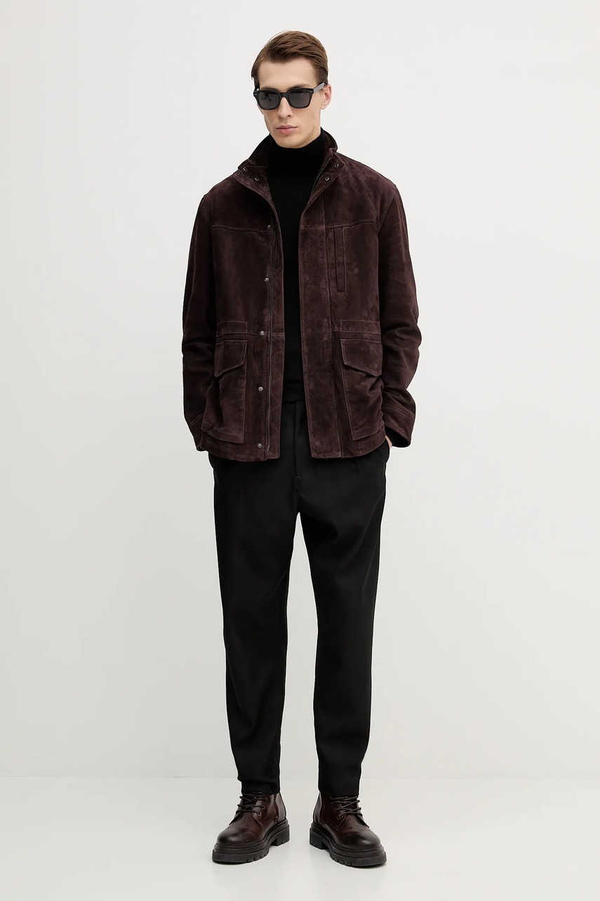 Замшевая куртка Trussardi цвет коричневый демисезонная R303M000006N