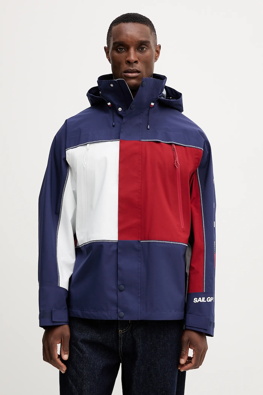 Levně Bunda Tommy Hilfiger x SAIL GP tmavomodrá barva, přechodná, oversize, MW0MW41412
