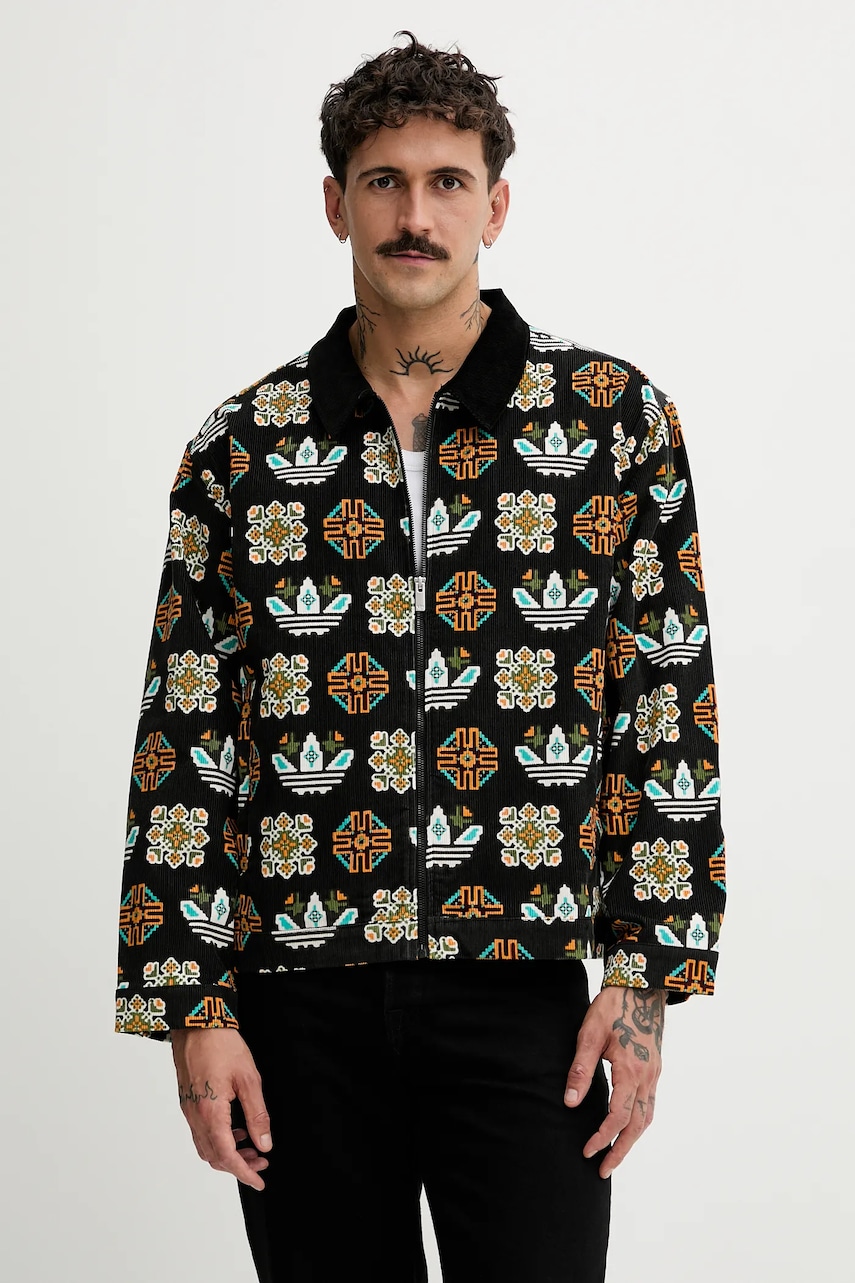 adidas Originals geacă din velur Monogram culoarea negru, de tranziție, JY2998