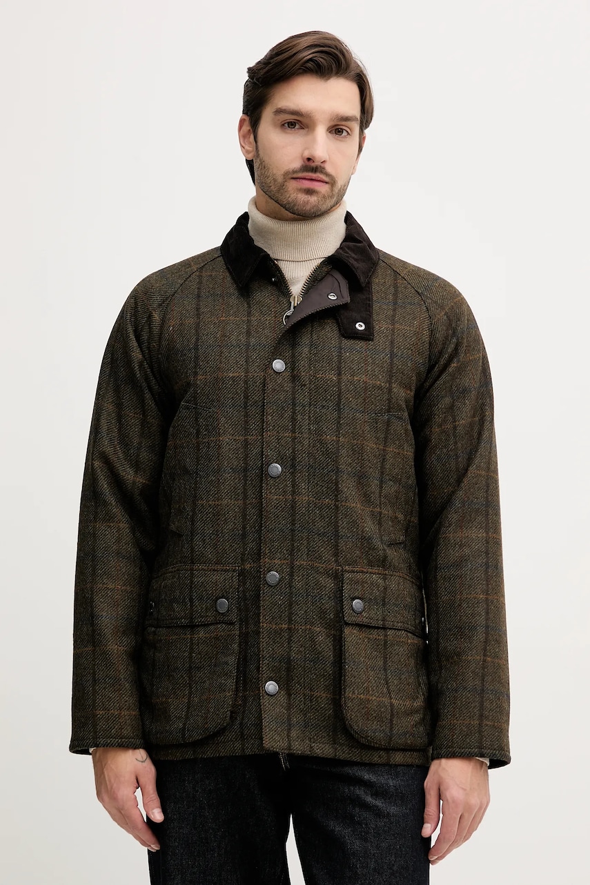 Barbour geacă de lână BEDALE culoarea maro, de tranziție, MWO0288