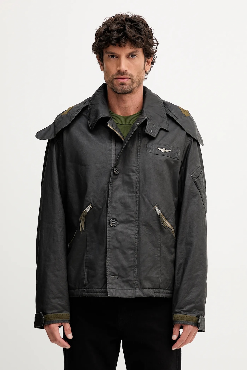 Aeronautica Militare geacă culoarea negru, de tranziție, oversize, AB3019UCT04215