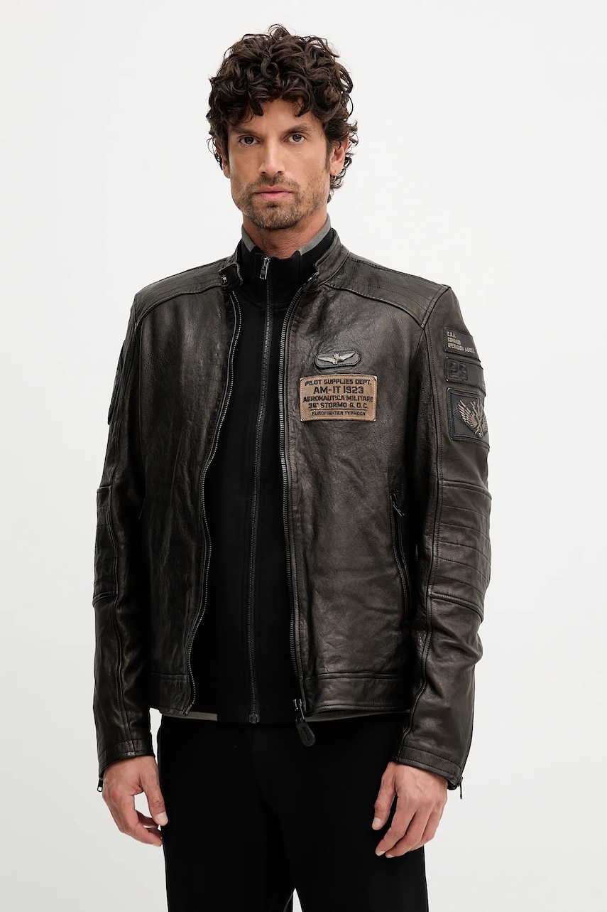 Aeronautica Militare geacă de piele culoarea maro, PN0962U100839
