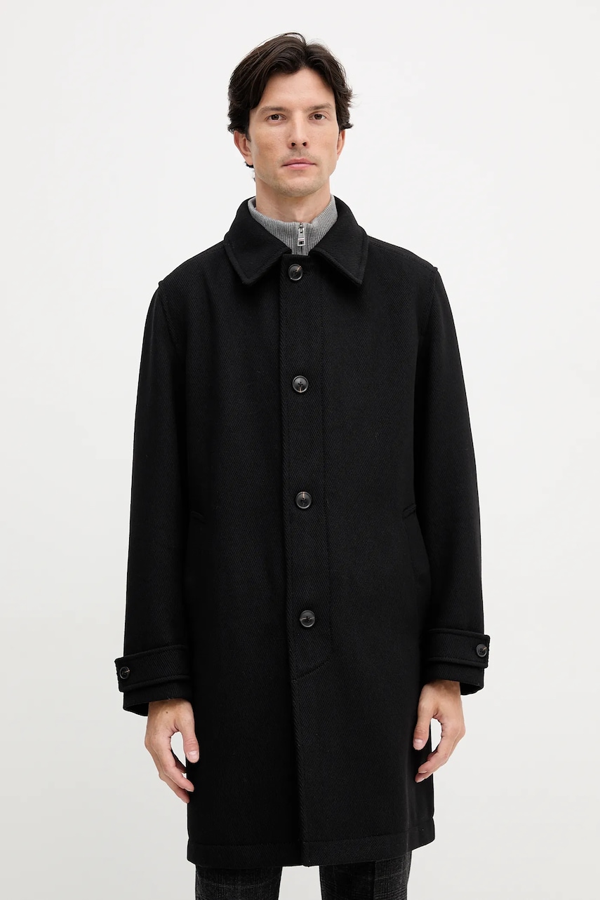 Kabát s příměsí vlny BOSS Orange Ocozier černá barva, 50547552