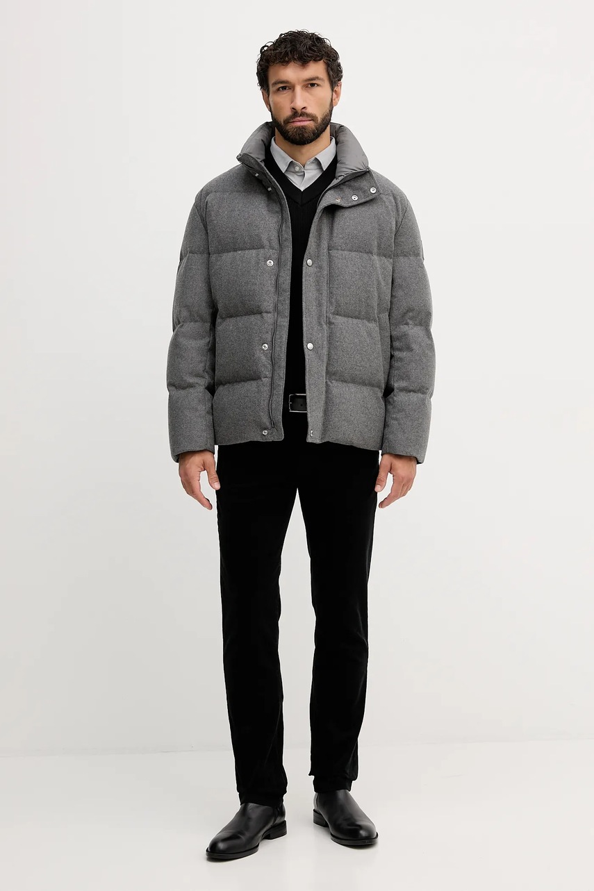 Пуховая куртка с добавлением шерсти BOSS цвет серый зимняя 50540465