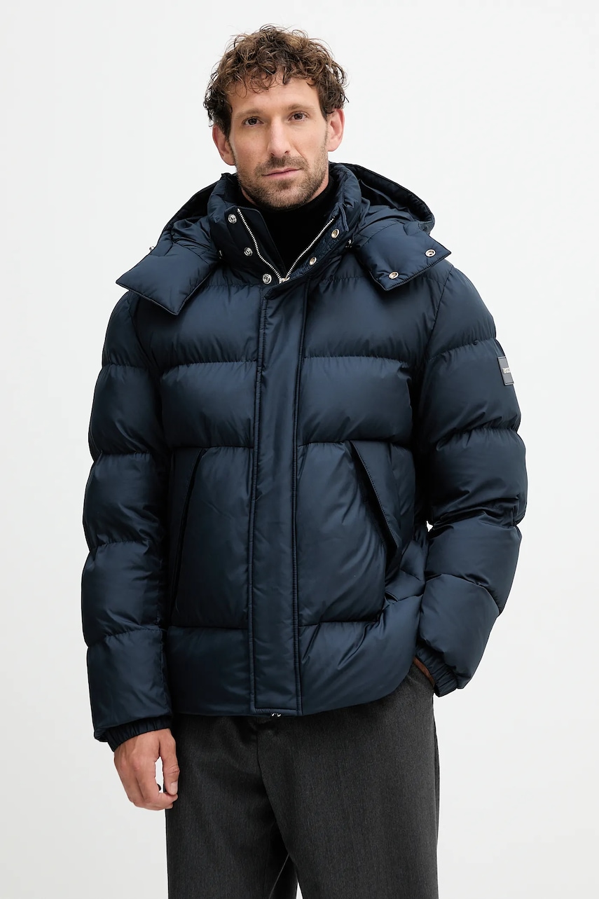 BOSS geacă culoarea bleumarin, de iarnă, oversize, 50551599