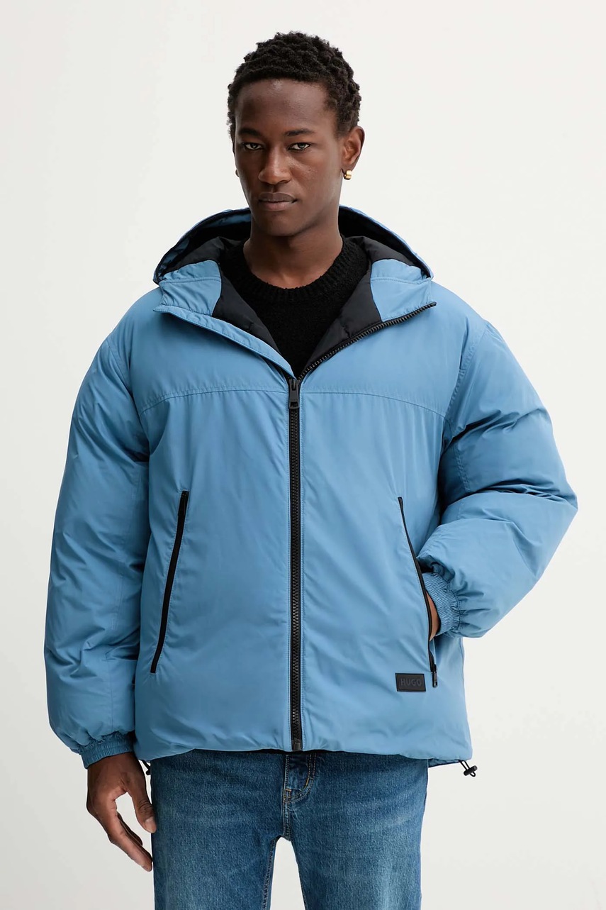 Levně Bunda Hugo Blue modrá barva, zimní, oversize, 50546761