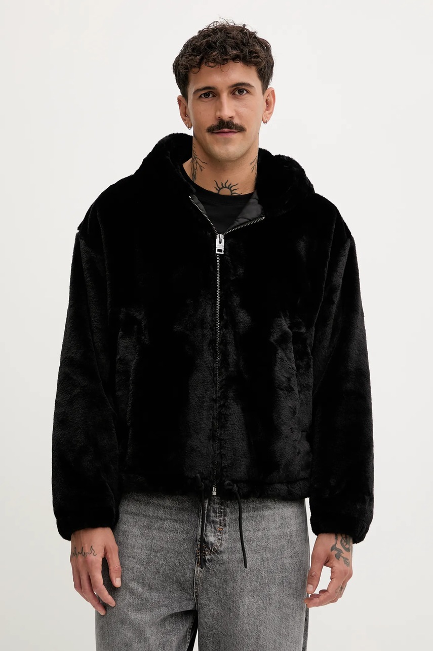 Levně Bunda HUGO černá barva, přechodná, oversize, 50546237