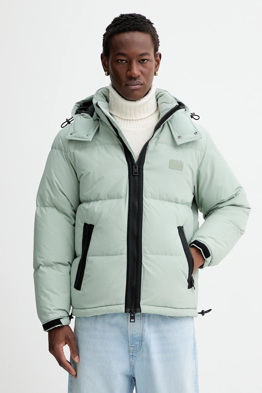 HUGO geacă de puf culoarea verde, de iarna, 50549236