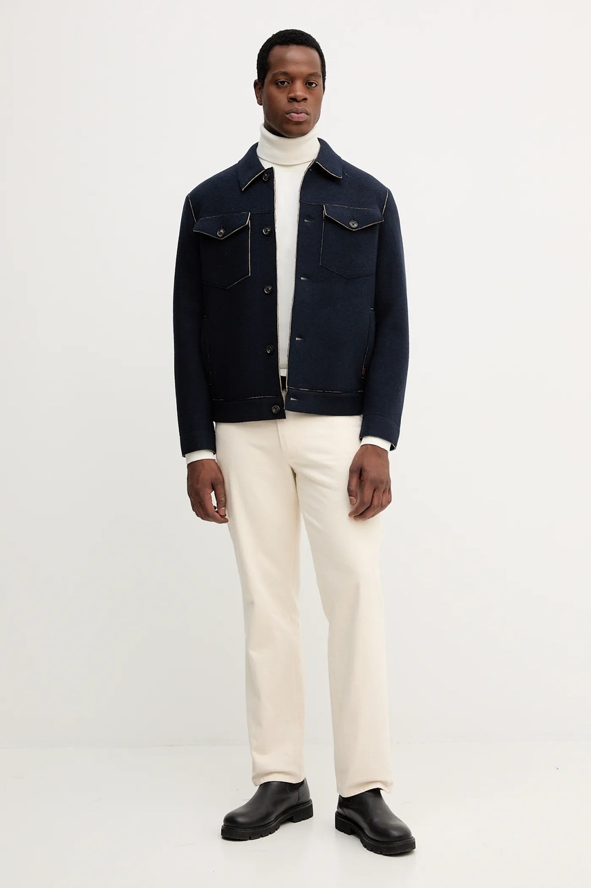 Шерстяная куртка Liu Jo цвет синий демисезонная QF5021.J4981