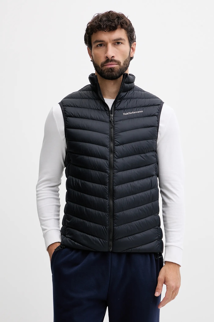 Peak Performance vestă de puf Frost culoarea negru, de tranzitie, G80529