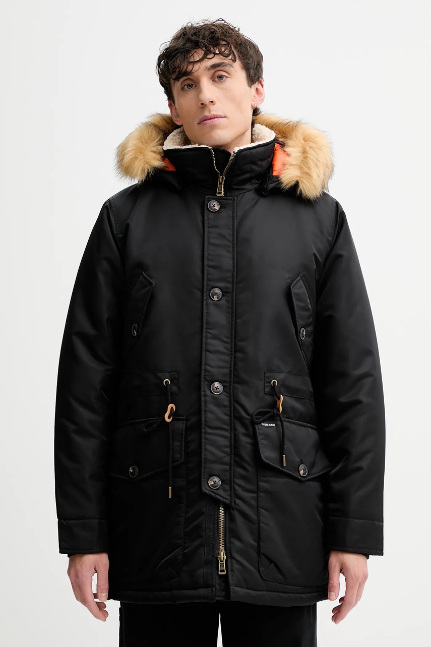 

Парка Guess Jeans в черно зимен модел M5BL10 WHAA2, Черен