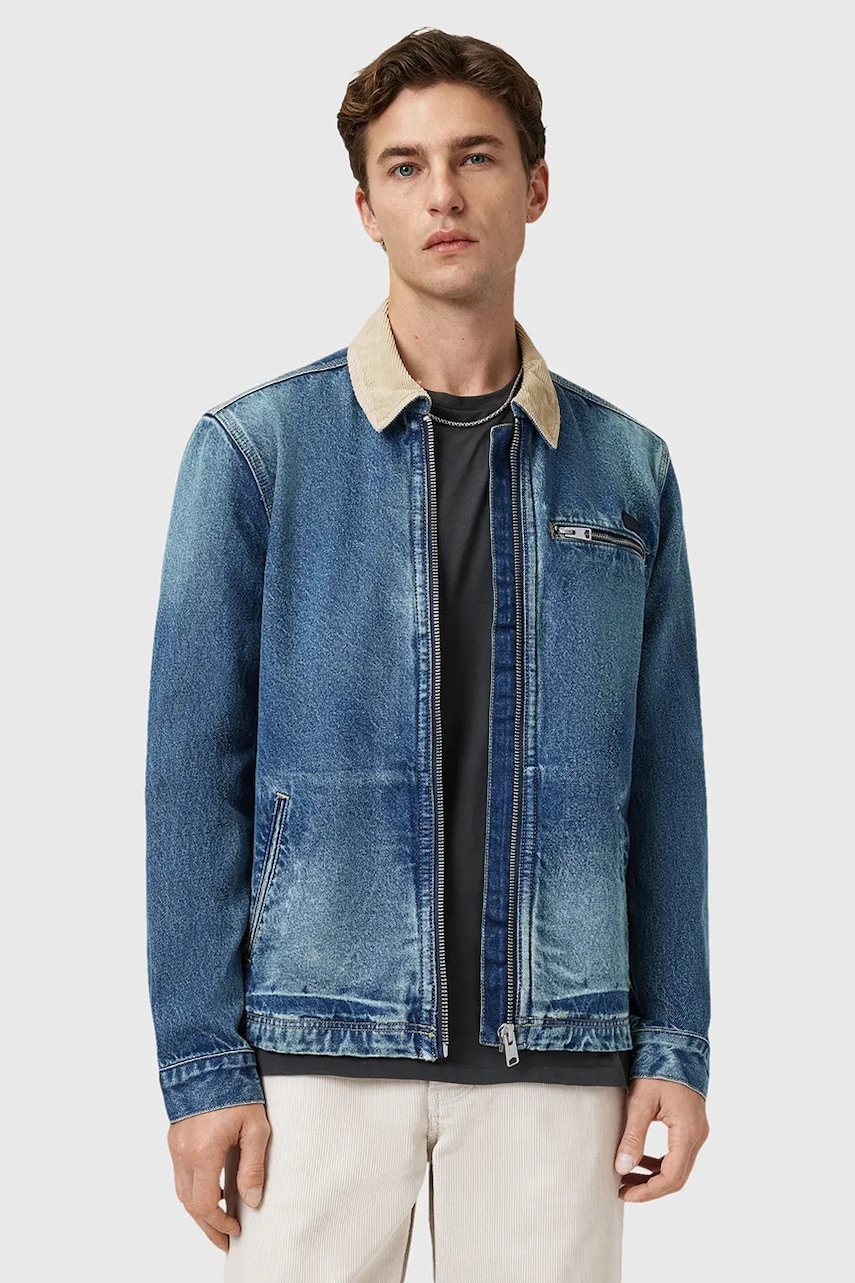 Levně Džínová bunda AllSaints ROTHWELL modrá barva, přechodná, M030OD